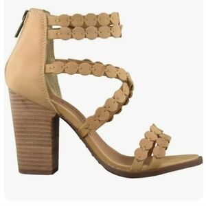 Lucky Brand Lameer tan leather chunky heel sandals size 9.5M